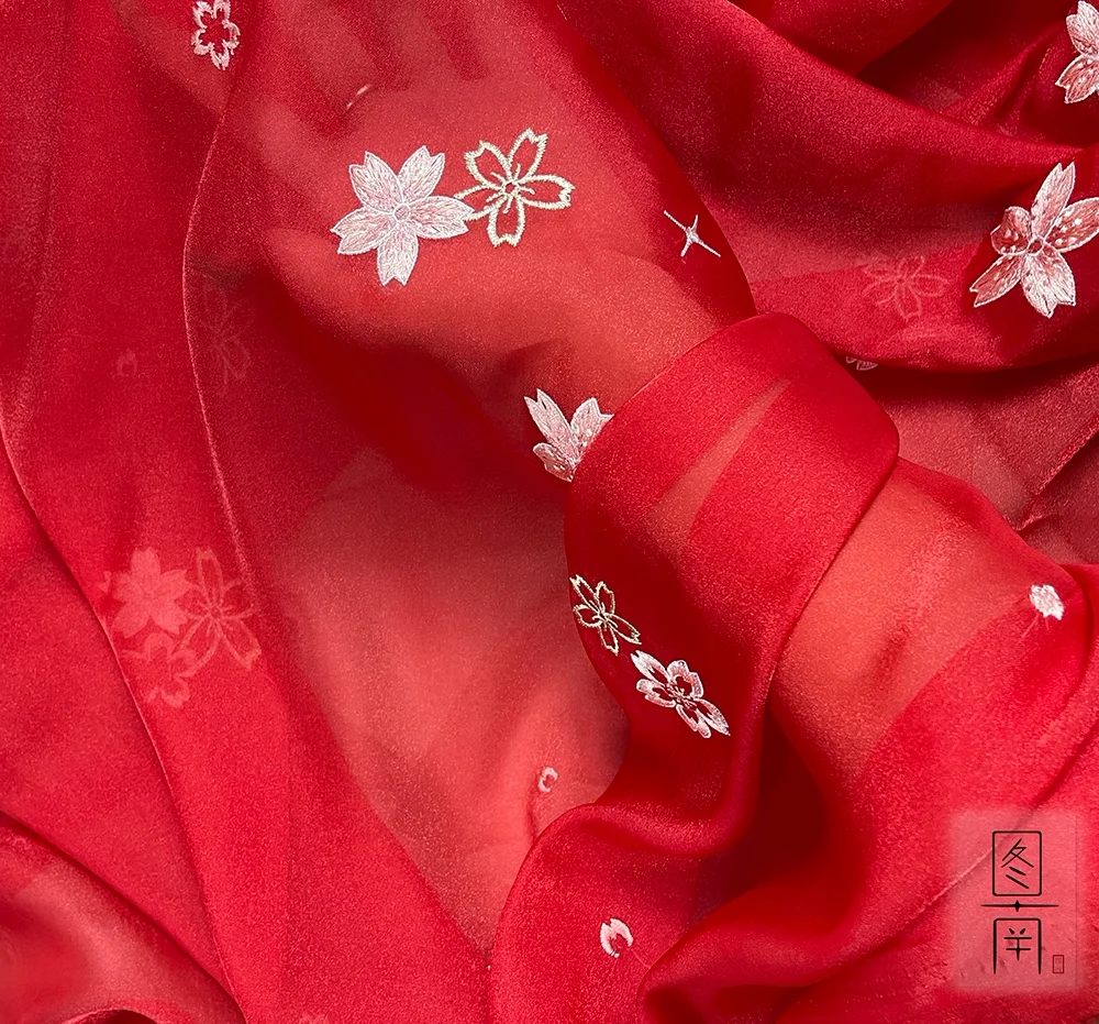 Designer Cloth Little Embroidered Hanfu Fabric Blossom Antique Chinese Traditional Han Clothing than Nail Pleated Skirt Fabric