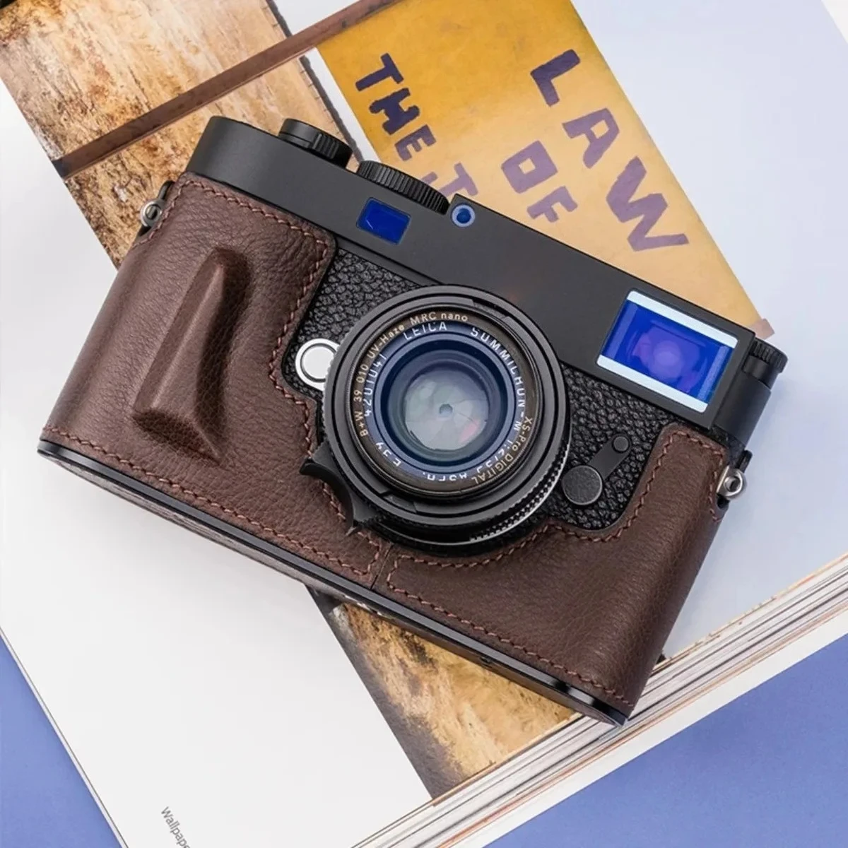 Genuine Real Leather Vintage Camera Bag Protect Case Cover Half Base Grip for Leica M11 M-11 M11-P Camera Backpack