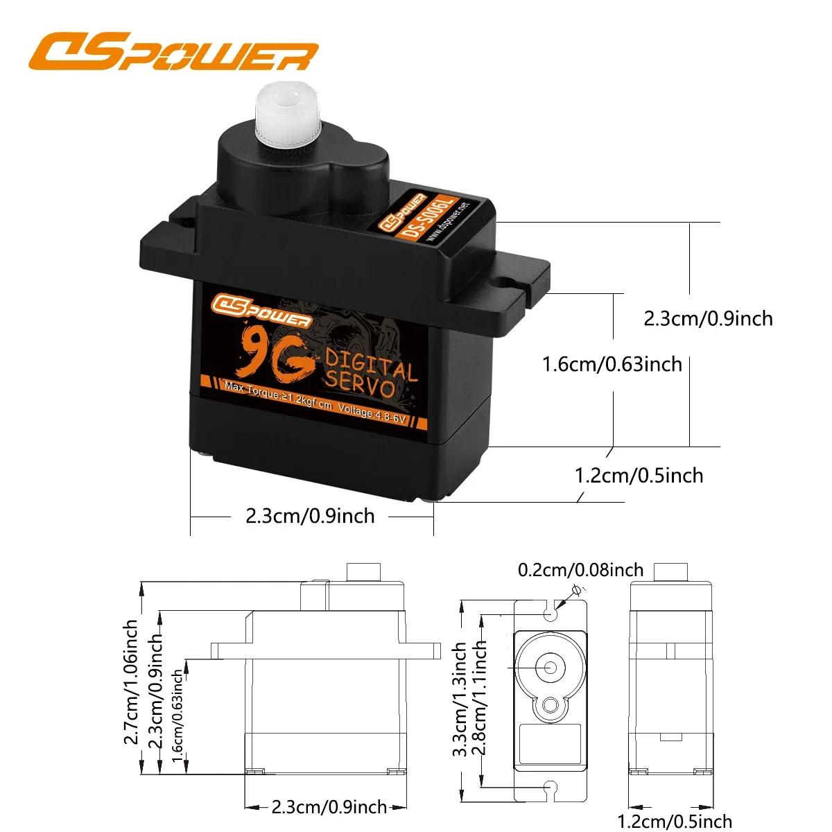 DSPOWER 9G Mini servomotor Digital 4,8-6V para RC Micro coche 450 helicóptero SCX24 WLtoys K969 avión barco FPV pieza de Robot de ala fija