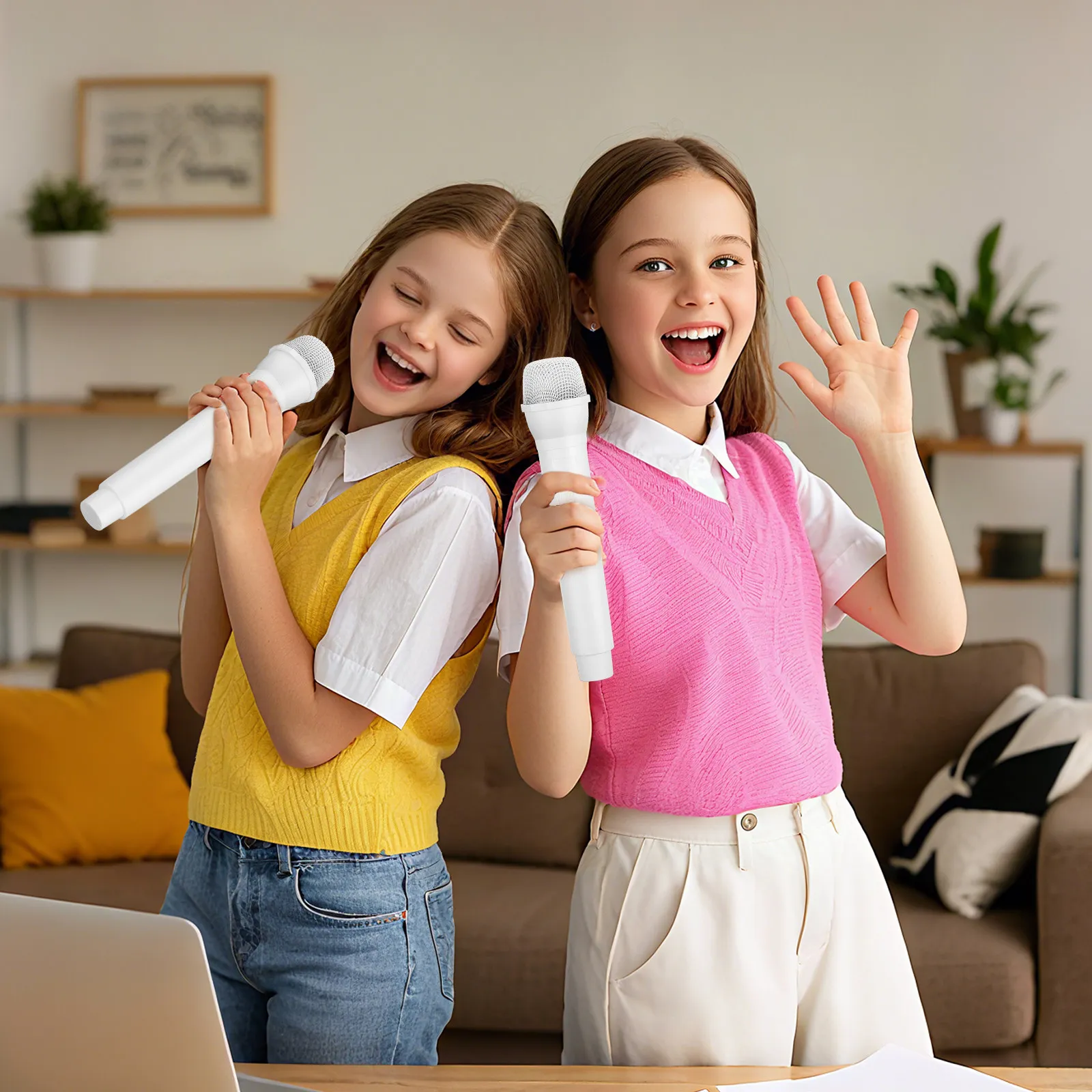 2Pcs Artificial Handheld Microphone Props False Mic Prop Pretend Play Performance Simulation Microphone Prop Role Play