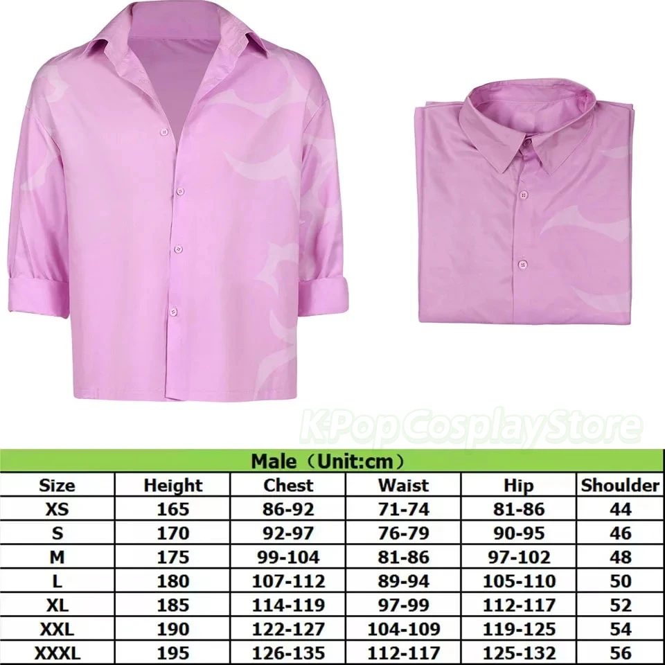 

KPop Jinu Cosplay Pink Shirt Demons Fantasy Hunter Saja Disguise Boys Costume Adult Men Top Halloween Carnival Clothing Suit
