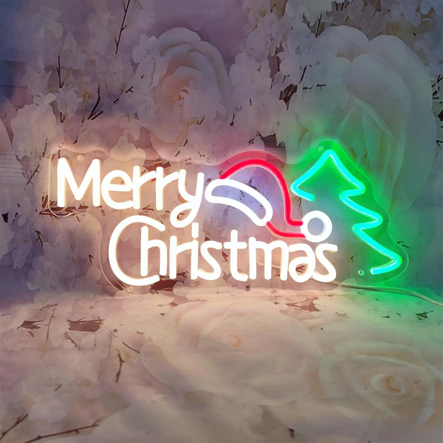 Merry Christmas Neon Signs for Wall Decor LED Neon Light Sign for Christmas Home Living Room Bedroom Happy Party Bar Decoration