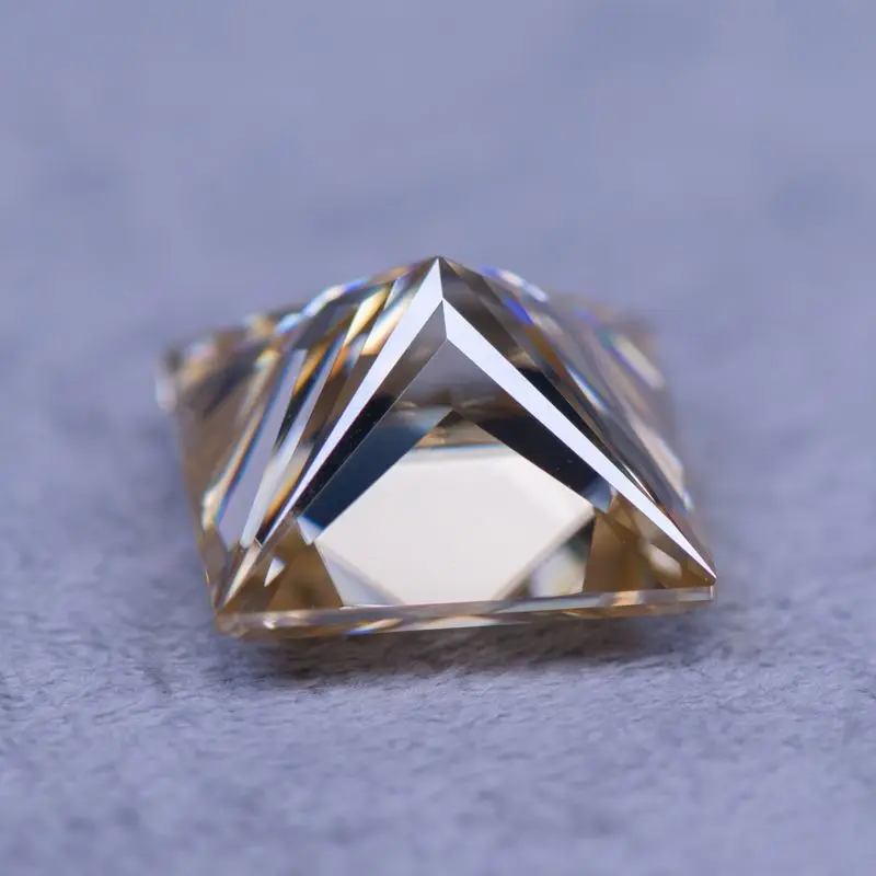 Moissanite Stone Princess Cut Natural  Tea Yellow Color DIY Charms Ring Necklace Earrings Main Materials with Certificate