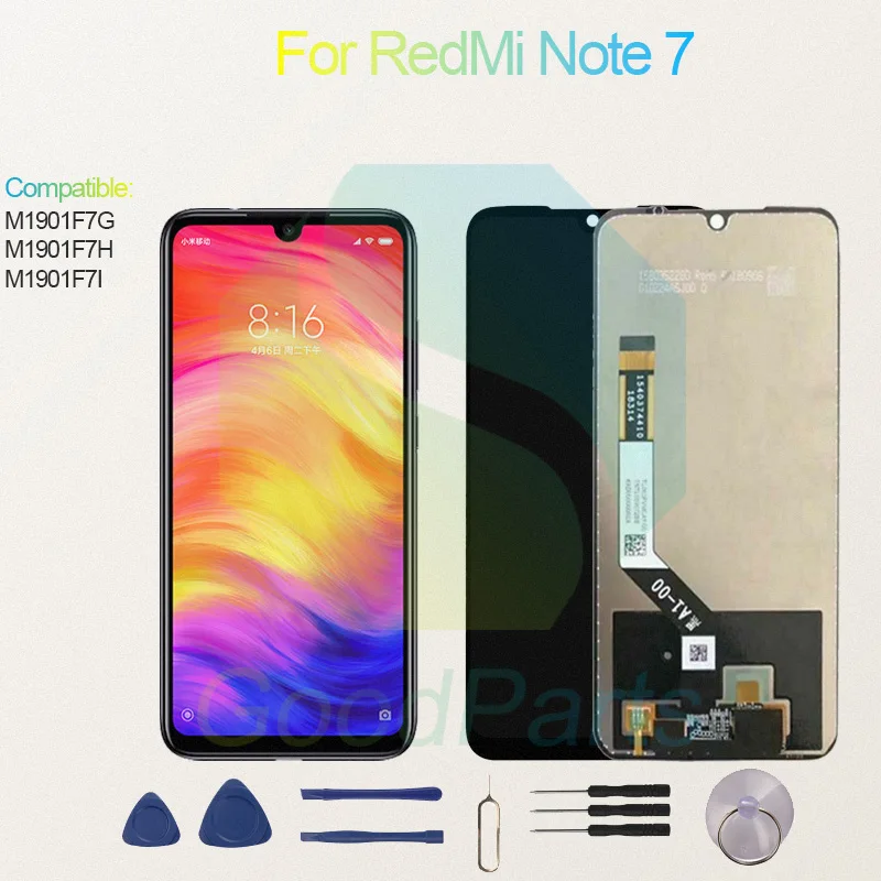 Test Before Ship For RedMi Note 7 Display Touch Screen Digitizer Panel Assembly Lcd Screen M1901F7G/H/I Note 7 Screen Display