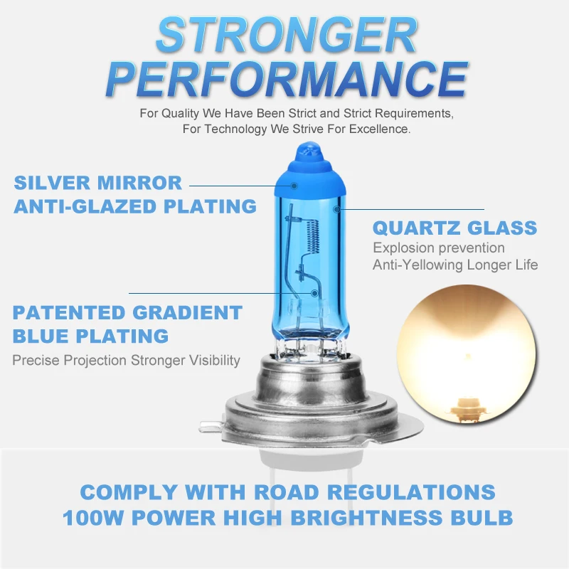 2 шт., супер яркие галогенные лампы H1 H4 H7 H8 H11 9005 HB3 9006 HB4 100 Вт 12 в 5000K