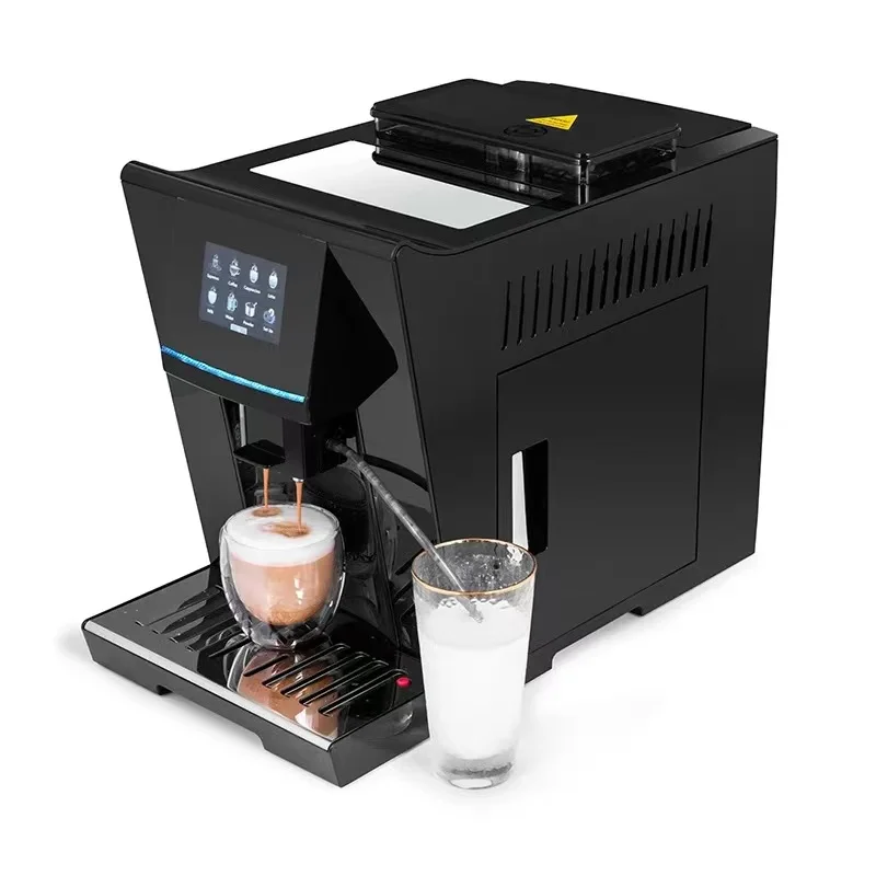 Professional Commercial Electric Automatic Espresso Coffee Maker Touch Screen Spanish 19 Bar Pressure 2L Capacity French Brew
