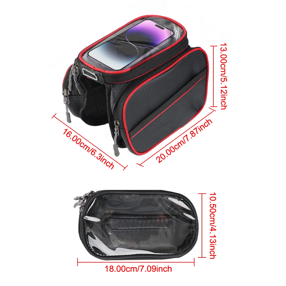 Mountain Bike Toolkit Portable Saddle Bag Storage Bag Mobile Phone Tools Holder Touch Screen Riding Bicycle Front Beam Bag