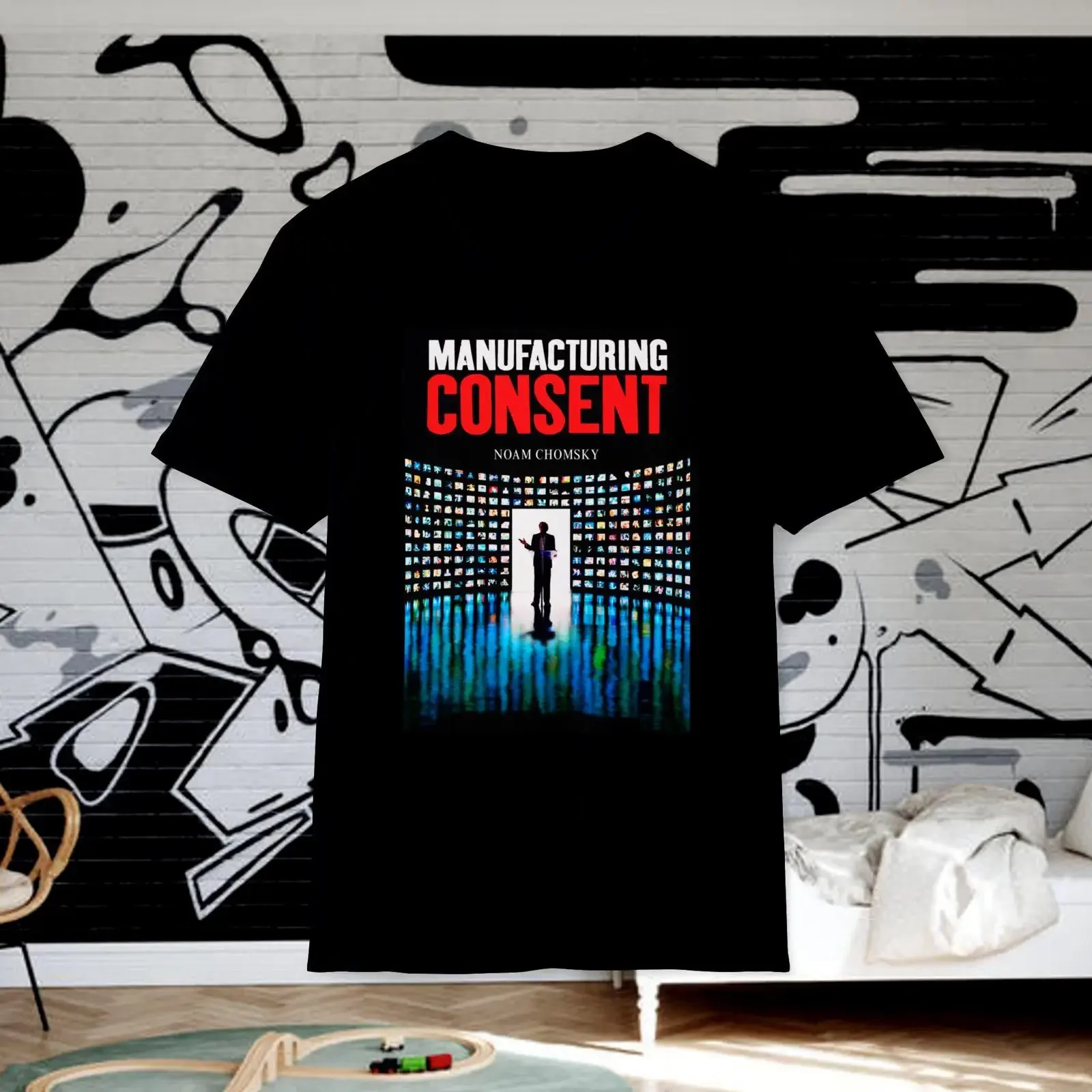 Noam Chomsky Manufacturing Consent T Shirt Philosophy Literature For Teachers Students Grad School Ph D vintage Washed Slightly