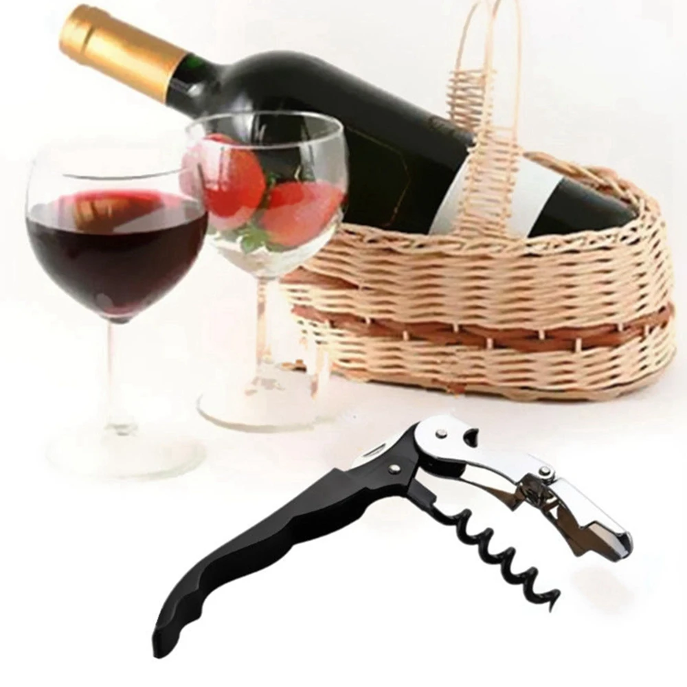 Fashion Multifunctional Stainless Steel Metal Corkscrew Wine Beer Bottle Cap Opener With Plastic Handle Color Random