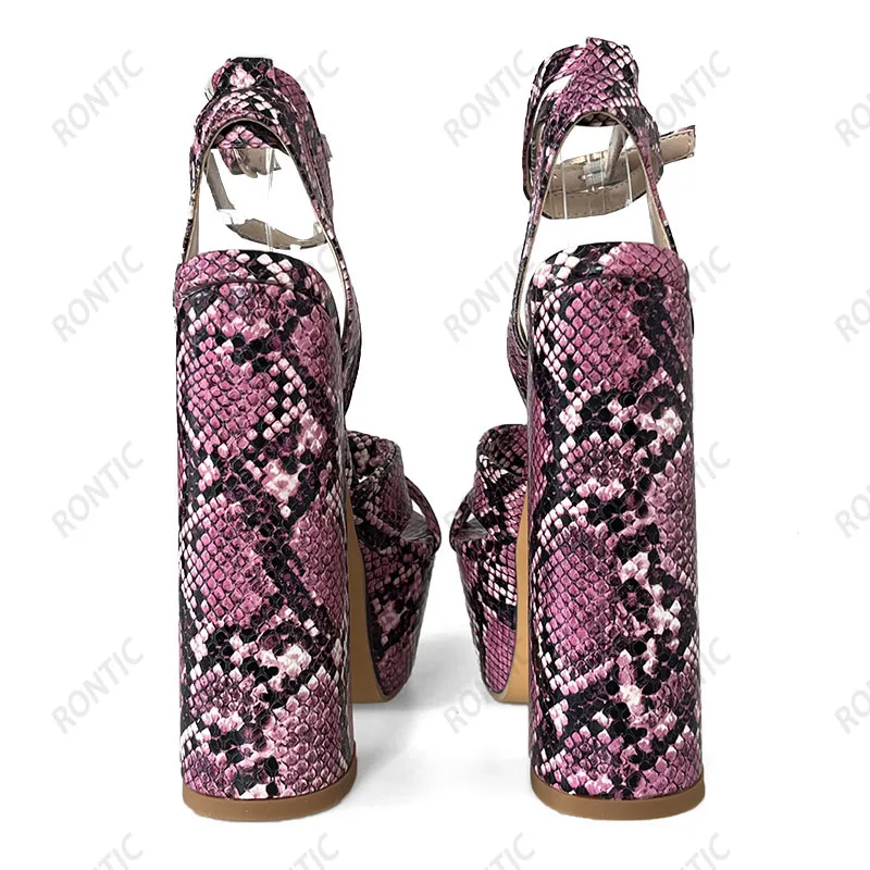 Rontic New Handmade Women Pumps Platform Ankle Strap Chunky Heels Round Toe Beautiful Purple Party Cosplay Shoes US Size 5-15 - view 5