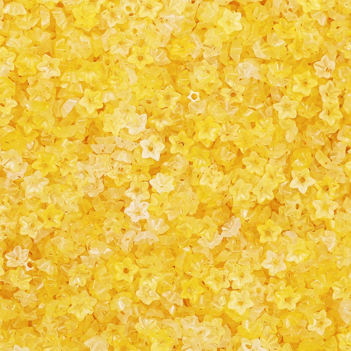 Acryl 20 g kleine blumenförmige zweifarbige gelbe handgefertigte DIY-Perlen im Jelly-Stil für die Schmuckherstellung und Perlenzubehör