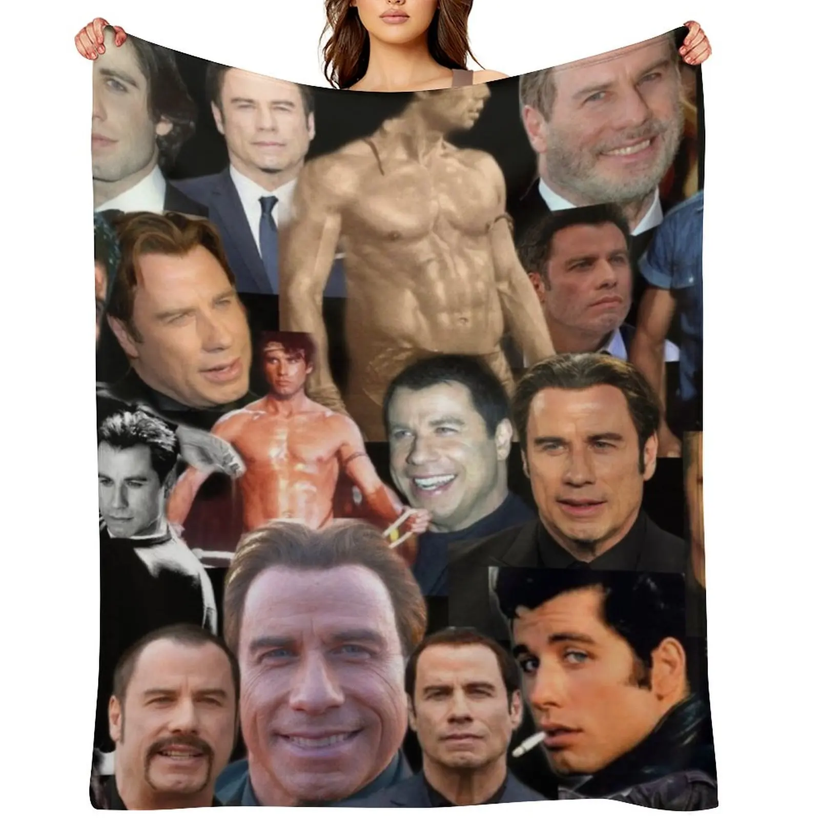 

john travolta colllage Throw Blanket blankets and throws Flannel Fabric Fashion Sofas Beach Blankets