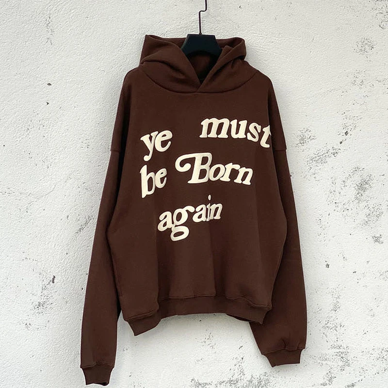 

Brown Men Woman Best Quality Cotton Foaming Print CPFM Hoodies Streetwear Loose Casual Lovers Pullover Sweatshirts