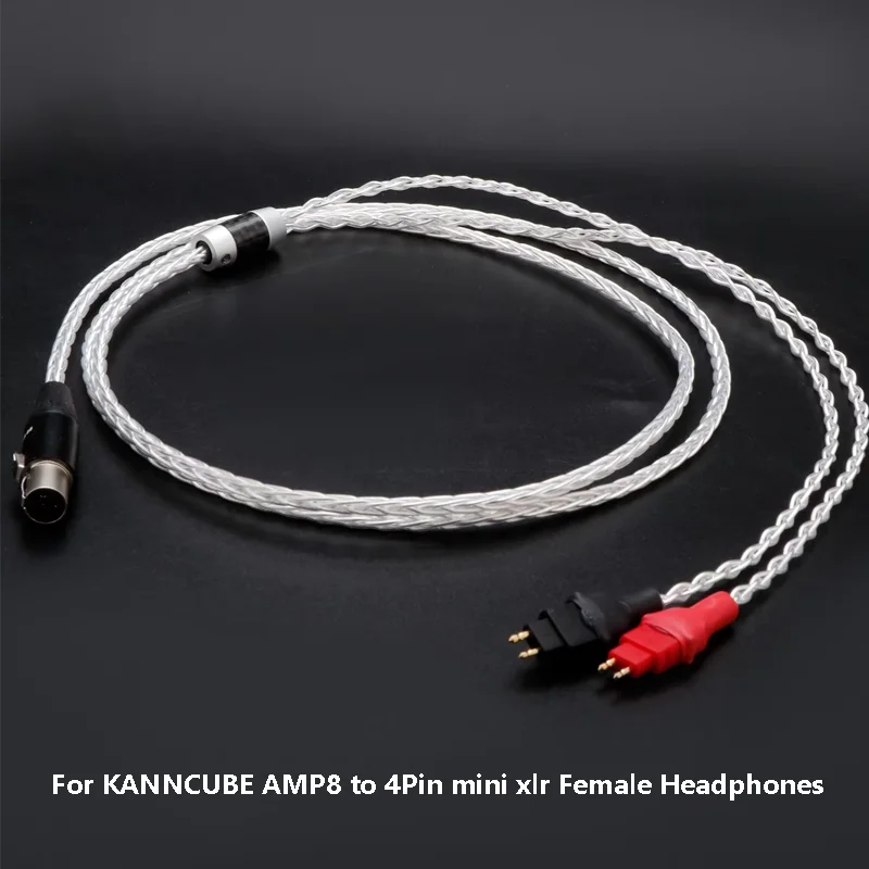 8Core Silver Plated OCC Upgrade Cable 4Pin mini xlr Female Headphones For KANNCUBE AMP HD650/HD600/HD660S/HD580/HD25