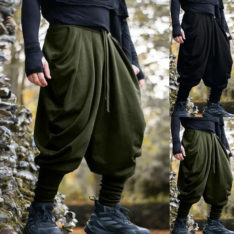 

Мужские свободные брюки-карго Harlan для активного отдыха, уличный стиль, с эластичным поясом на шнурке, с манжетами, хлопковые, прямого кроя, молодежные, повседневные