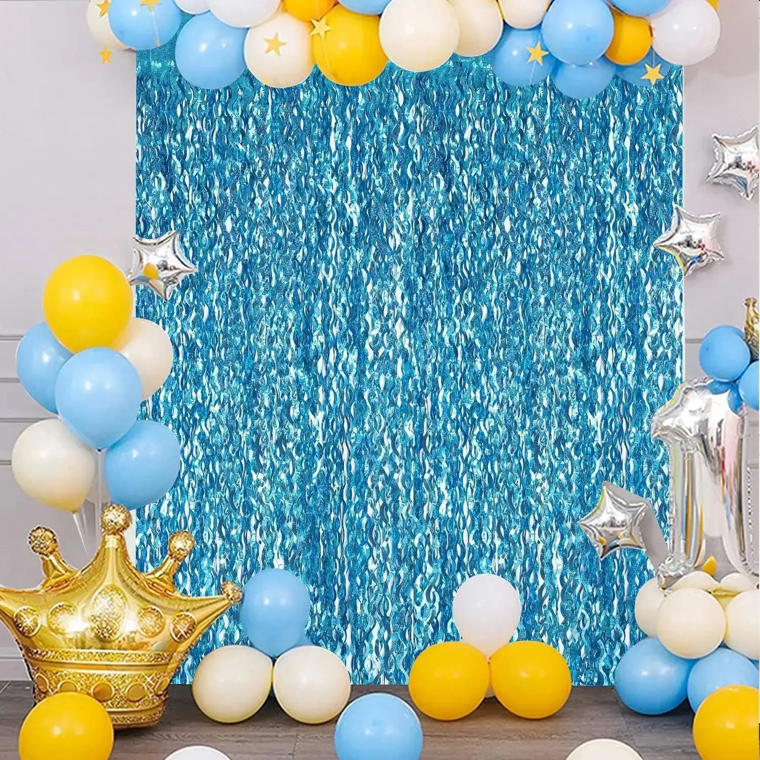 2M Decoration Streamers Balloon Rain Curtain Blue Water Ripple Party Fashion Accessory For Wedding Anniversary Event Birthday