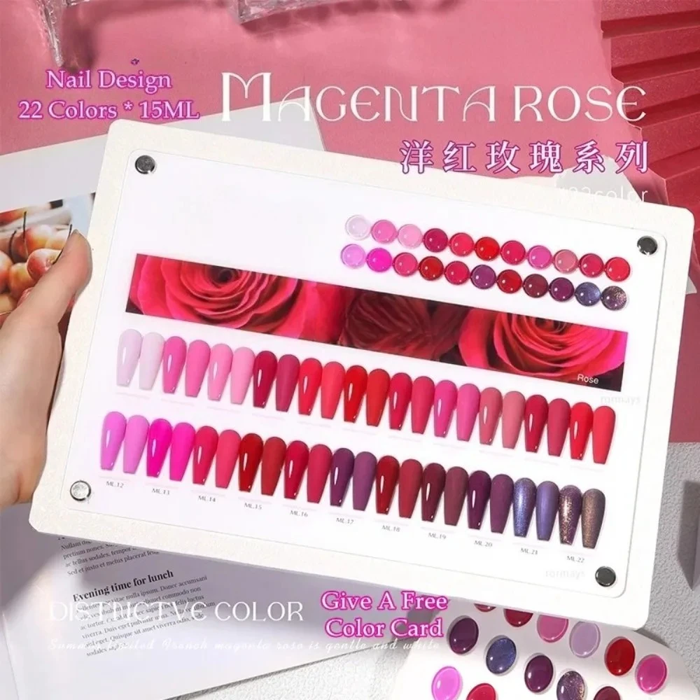 Rose Red gel Polishing 22PCS Mixed Clearcoat Durable Magenta UV LED Soaking Popular Whitening Primer Nail Enhancement