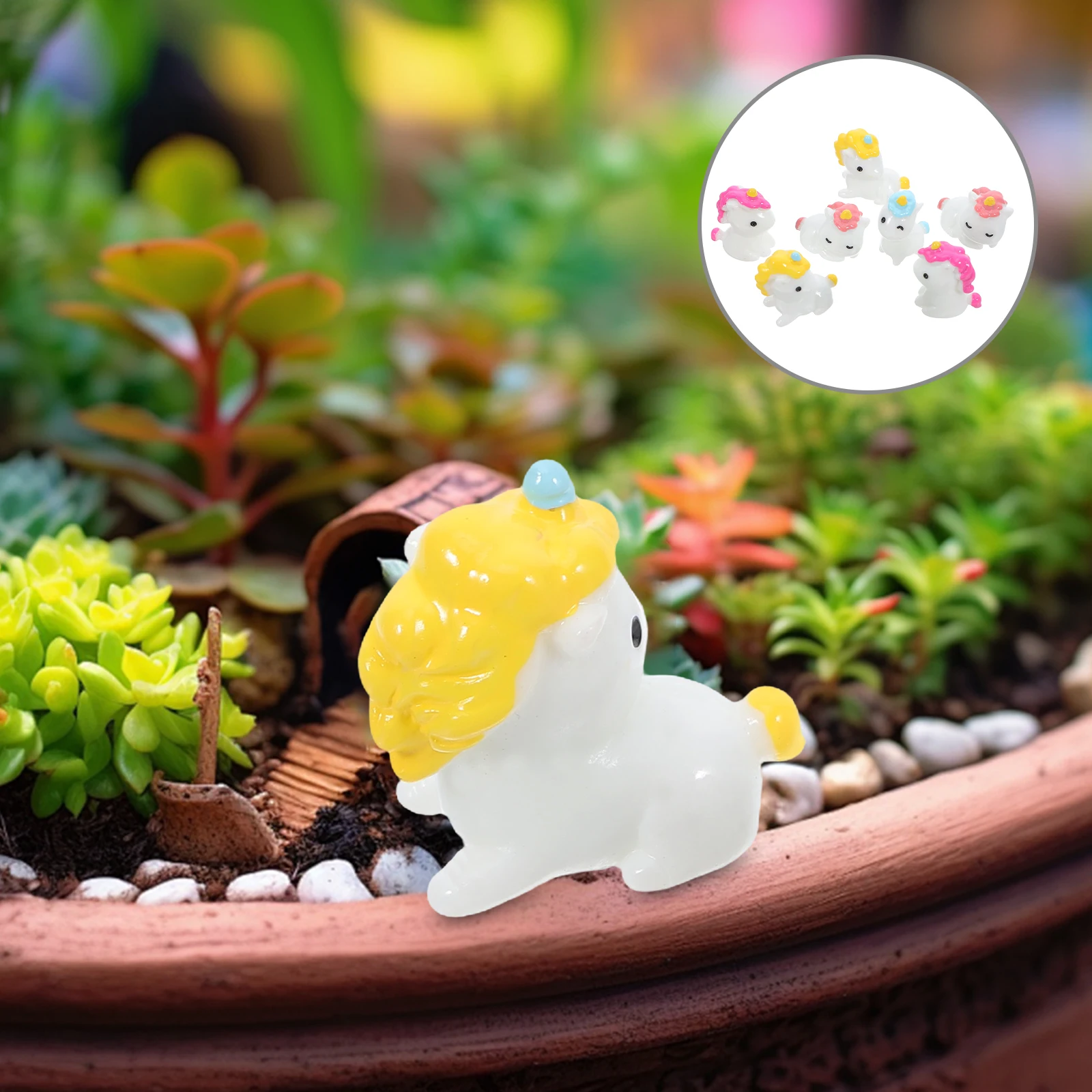 

20pcs Unicorn Decoration Mini Resin Figurines Cute Wink Sitting Statues Bonsai Accessories Dorm Desk Decor Unique Design Mood