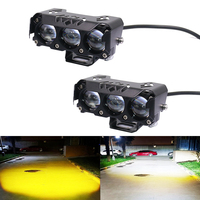 Motorcycle Spotlight Dual Color Hi/Low Beam Fog LED Lamps For Car SUV UTV Trucks  12V 24VMini Lens Headlight Driving Light