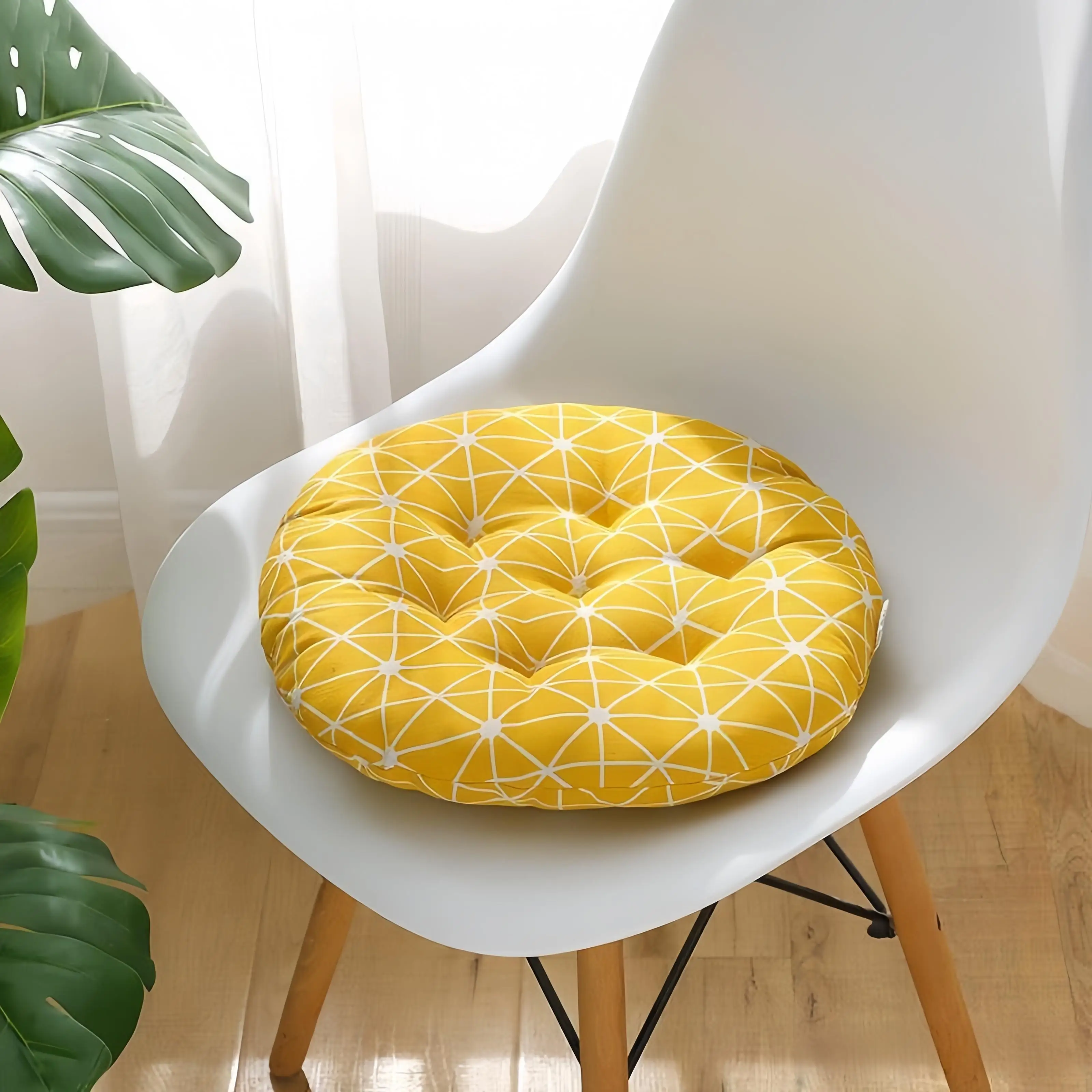 Thickened Car Driving  Cushion for Driving Test Practice Modern Simple Style Office Chair Pad round Shape Geometric Pattern