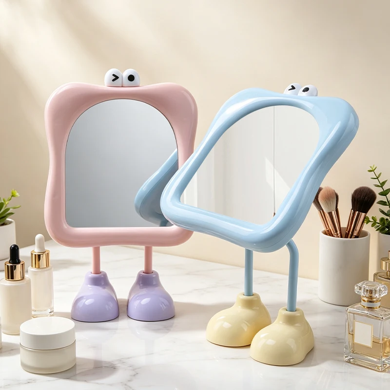 Funny Cartoon Eyes Desktop Vanity Mirror Rotatable Stand Makeup Mirror Irregular Shape Cosmetic Mirror for Girls Bedroom Dorm