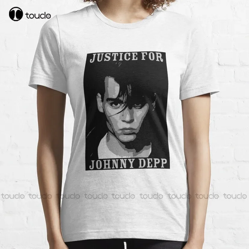 Giustizia per Johnny Depp T-shirt classica Johnny Depp T-shirt verde Camicie da donna Stampa digitale Harajuku Streetwear Nuovo popolare
