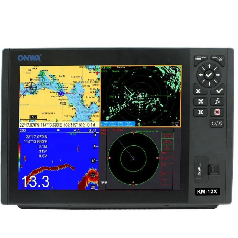 KM-12(new!) ONWA KM Series 12.1 Inch Marine GPS Chart Plotter Multi Function Display Supports Expanded Features