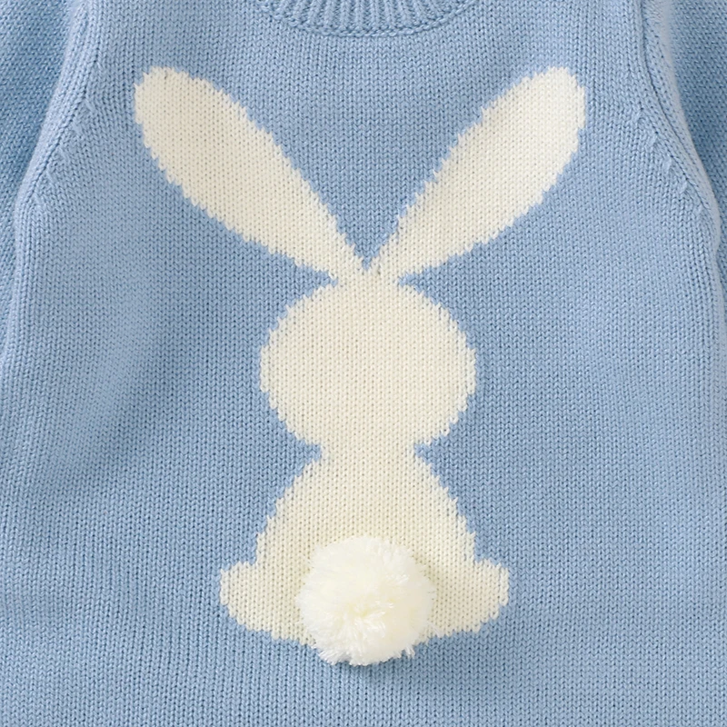 Newborn Baby Romper Knitted Long Sleeve Autumn Infant Kid Jumpsuit Outfit Cute 3D Rabbit Toddler Girl Boy Clothing Warm Playsuit