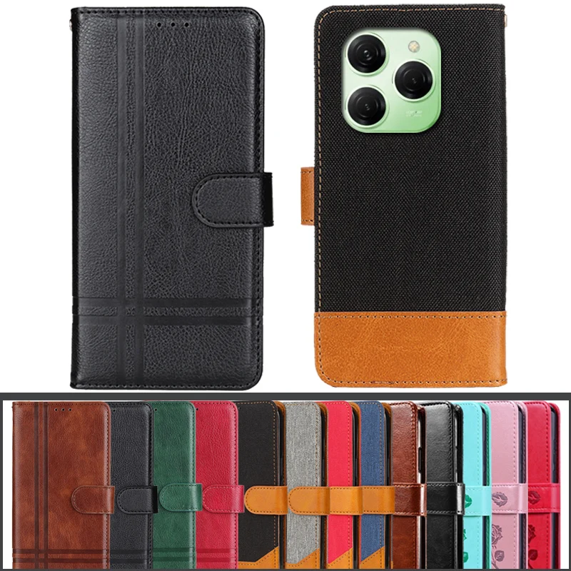 For Tecno Spark 20 Pro Case Spark 20 Pro Capa Solid Color Leather Wallet Phone Cover For Tecno Spark20 Pro Spark20Pro Case Etui