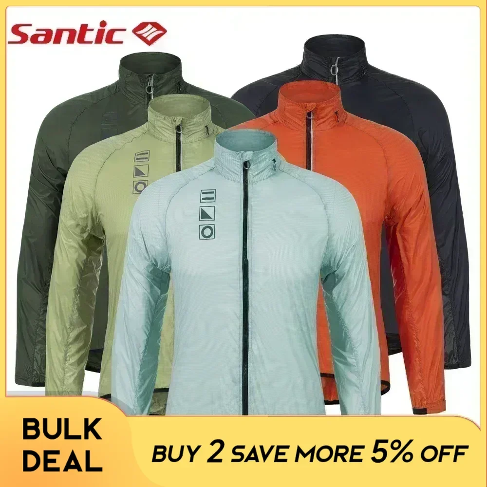 Santic Cycling Windbreaker Windproof Spring Summer Outdoor Riding Bicycle Jackets Suncreen Reflective MTB Bike Sports Equipments