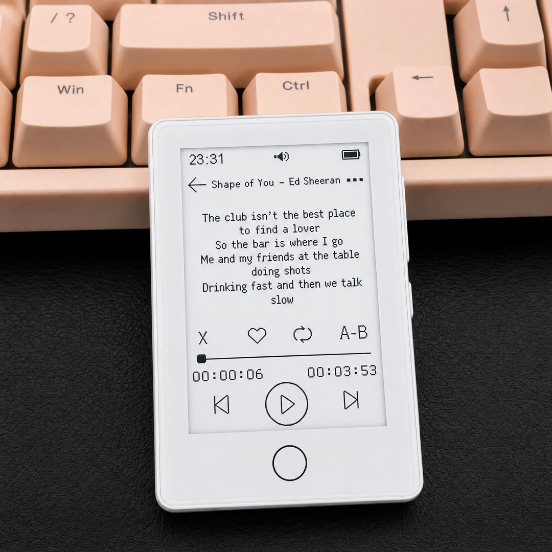 学生向けミニE-InkスクリーンMP3プレーヤー、視力保護機能搭載、64GB、ロスレスFLAC/APE対応、内蔵バックライト、長時間バッテリー駆動、電子書籍対応