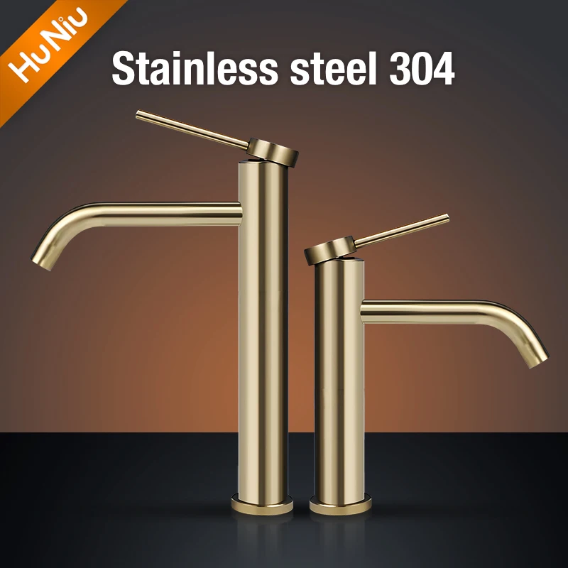 Bathroom Faucets Stainless Steel 304 Brushed Gold Basin Mixer Sink Faucet Gourmet Washbasin Tapware Hot Cold Water Tap Grey