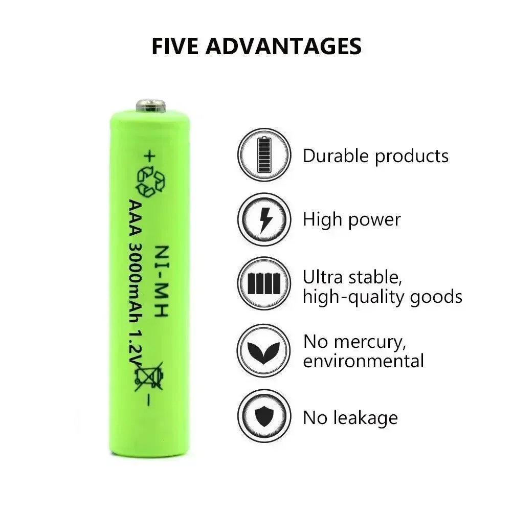 100% New 1.2v NIMH AAA Battery 3000mah Rechargeable Battery Ni-mh Batteries AAA Battery Rechargeable For Remote Control Toy