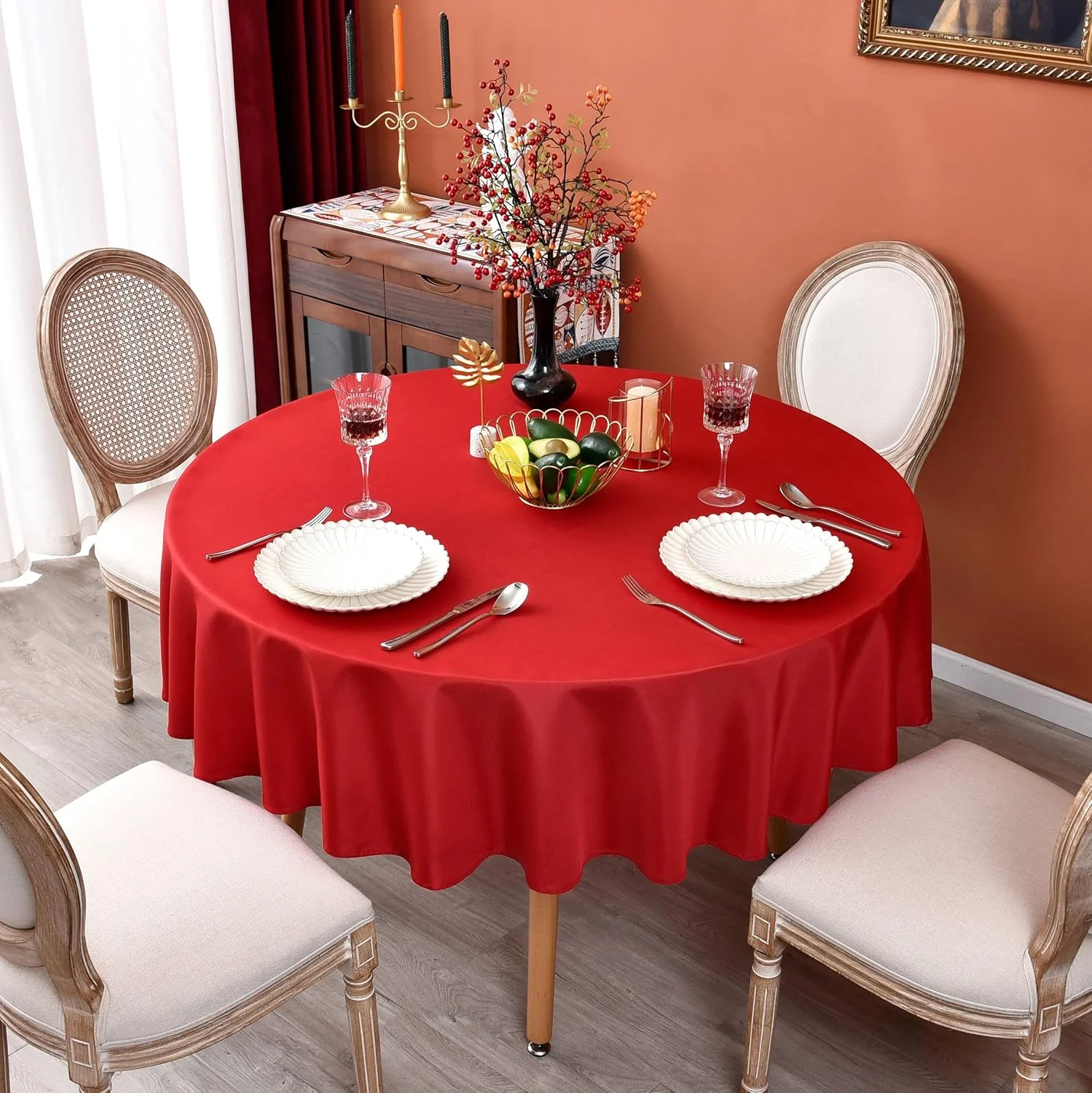 Round Wedding Satin Tablecloth Bright Smooth Silk Table Cover Christmas Decoration Banquet Anniversary Dining Party Table Decor