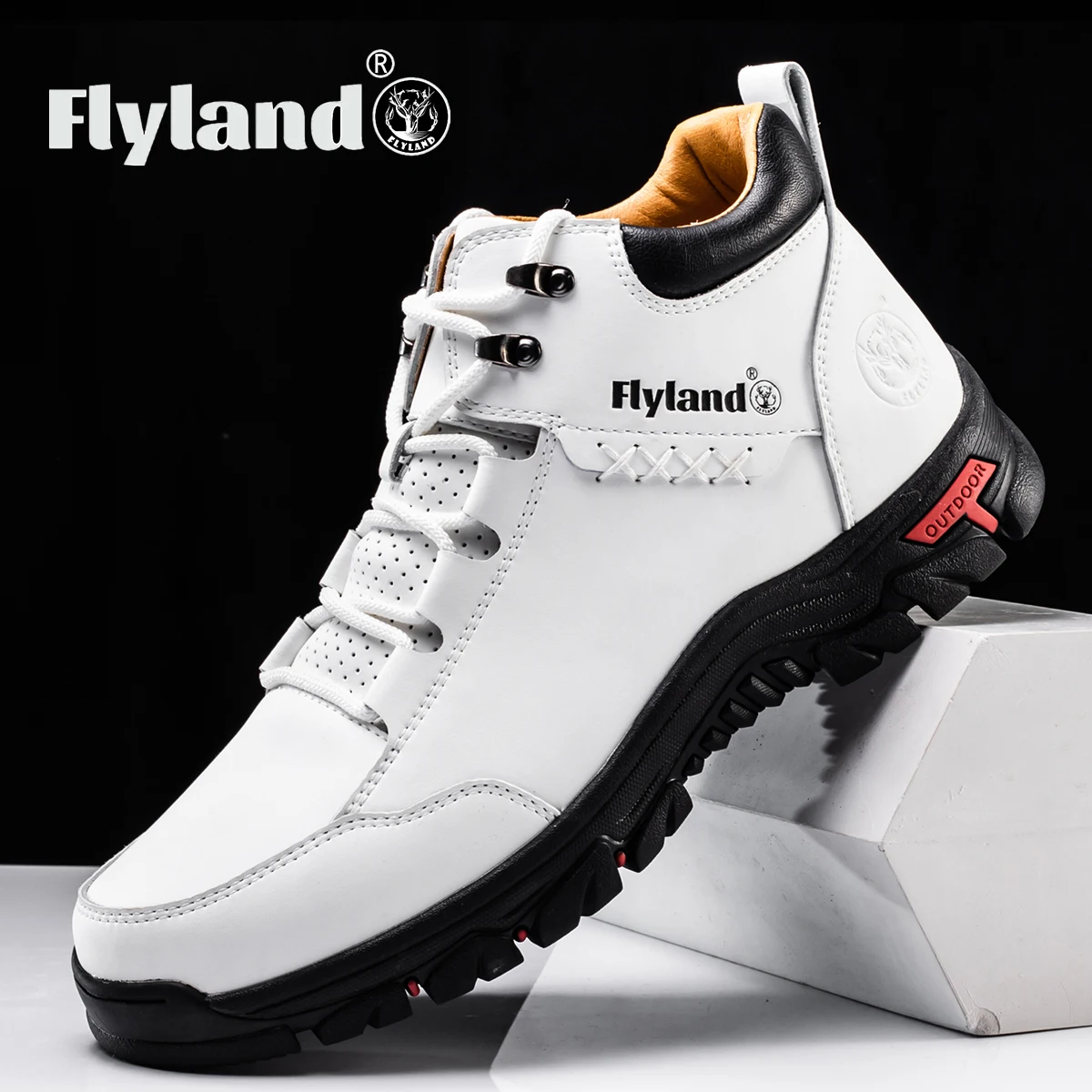 FLYLAND Men's Genuine Leather Business Ankle Boots Classical Vintage Soft Skin-friendly Feeling Frosted  Handmade Casual Boots