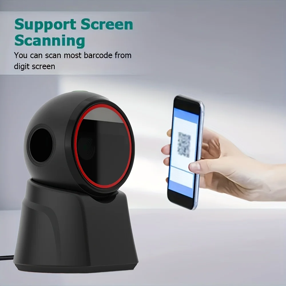 Scanner di codici a barre 2D Desktop Omnidirezionale automatico 1D 2D Codice QR Data Matrix PDF417 Lettore di codici a barre USB per supermercato al dettaglio
