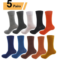 5Pairs New High Quality Business Casual Men Socks Black Men's Dress Long Socks Autumn Keep Warm Colorful Full Happy Socks Male