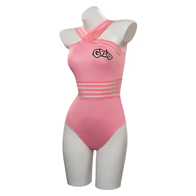 Graxa: Macacão Rydell alta para mulheres, maiô feminino Cosplay, traje de praia sexy, traje de Carnaval de Halloween para adulto, rosa