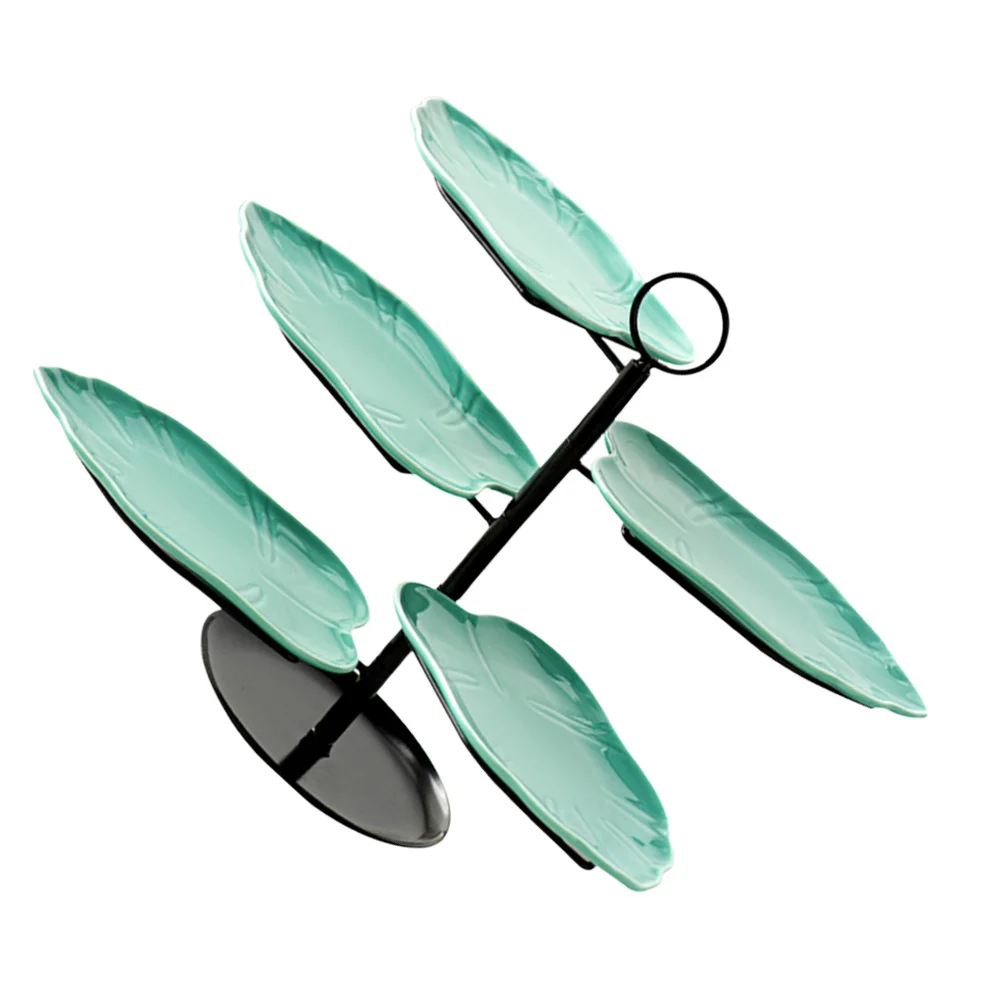 

1 комплект, керамическая тарелка с фруктами в форме листа, многослойный поднос для закусок, держатель для торта, десерта, подставка для сервировки торта