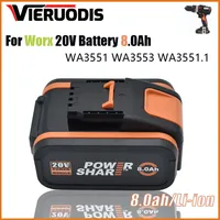 For Worx 20V 8.0Ah Lithium battery Rechargeable WA3551 WA3553 WA3553.1 WA3570 for All WORX Electric and Garden Tools