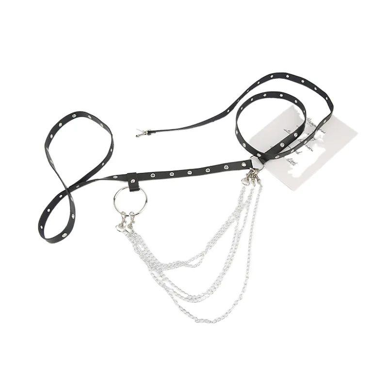Rok Dames Jurk Taille Keten Multi-Loop Zwarte Dunne Riem Mode Klinknagel Decoratieve Verlenging Riem Trend Punk Gothic Riem