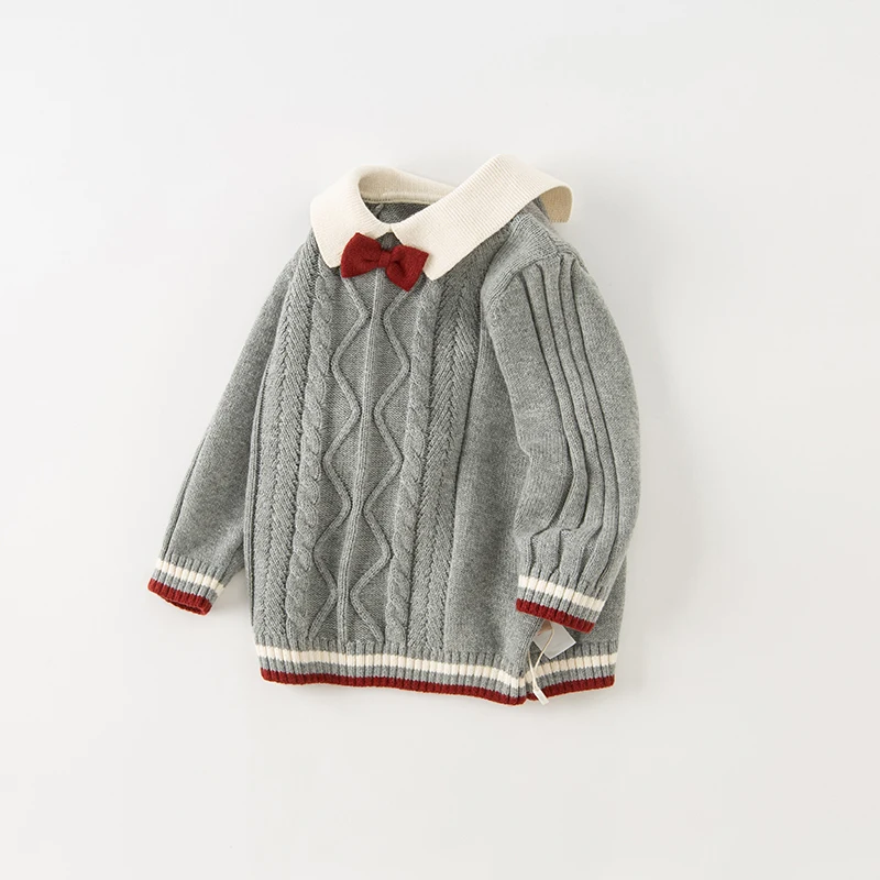 Dave Bella 2023 New Autumn Winter Boys Children Top Knitted Sweater Pullover Fashion Casual Gentle Academic-Style DB4237237