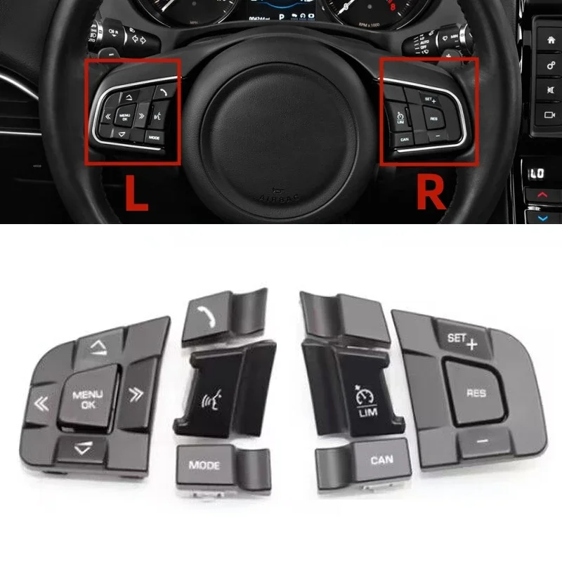 

For Land Rover Discovery Sport Jaguar XE XF Multifunction Steering Wheel Switch Cover Lid Volume Control Button Cap Shell