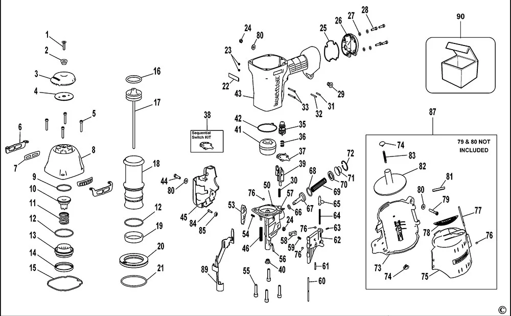 Pneumatic nail gun cylinder parts nail gun aftermarket parts