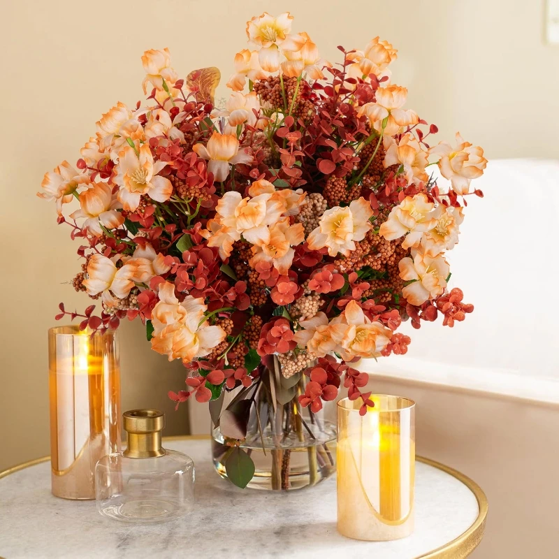 

Artificial Flower Silk Camellia Bubble Bridal Bouquet Hotsale Diy Festival Home Room Vase Outdoor Yard Garden Wall Decor Wedding