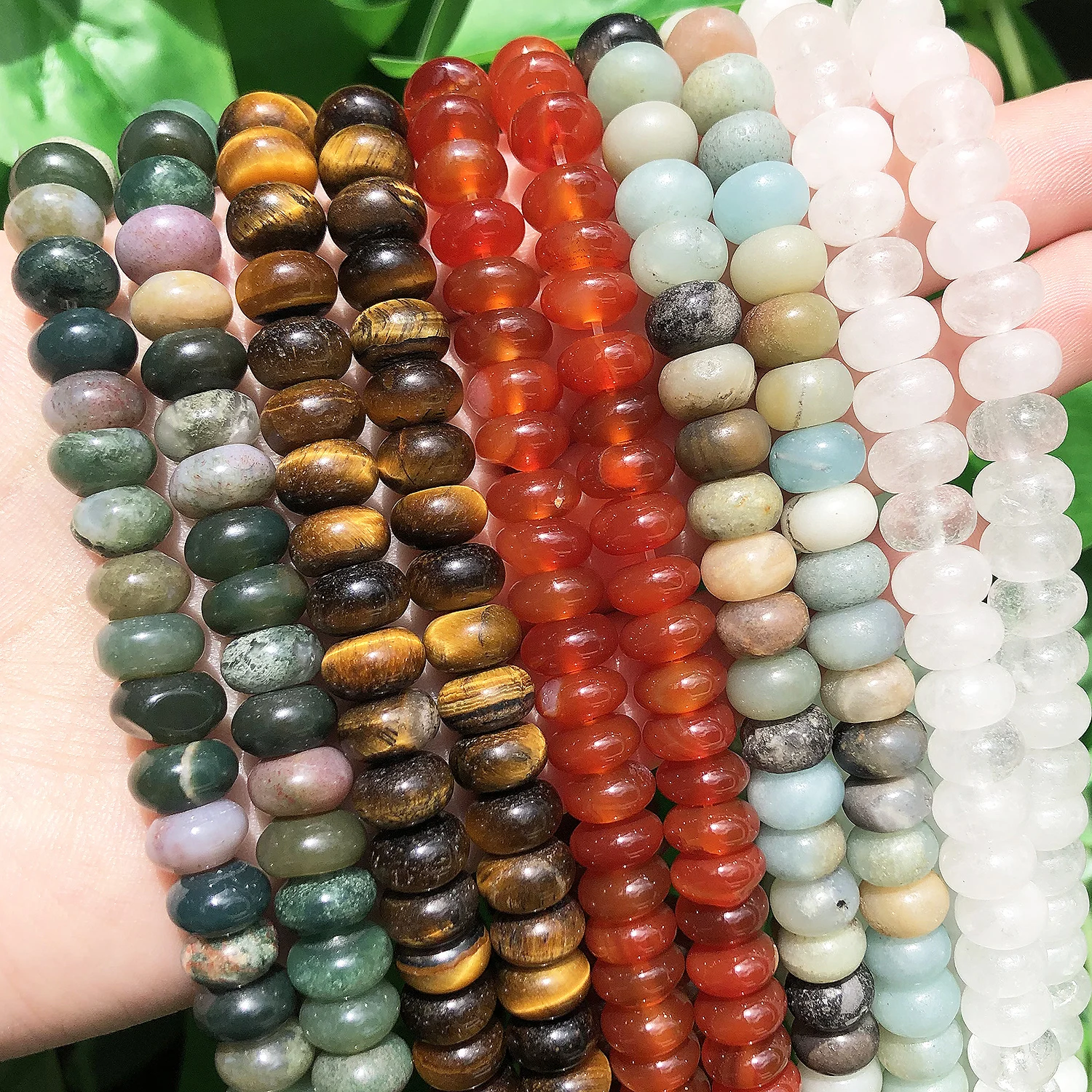 

New Natural White Moonstone Tiger Eye Amazonite Rondelle Stone Beads for Jewelry Making Abacus Spacer Beads DIY Bracelet 15''