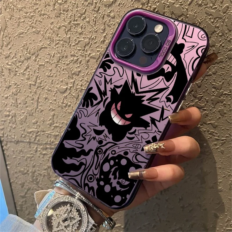 Casing Gengar Ungu untuk Samsung Galaxy S25 Edge S24 S23 S22 S21 S20 Plus Ultra S23FE S24FE A55 A35 A54 A34 Casing Penutup IMD Keras