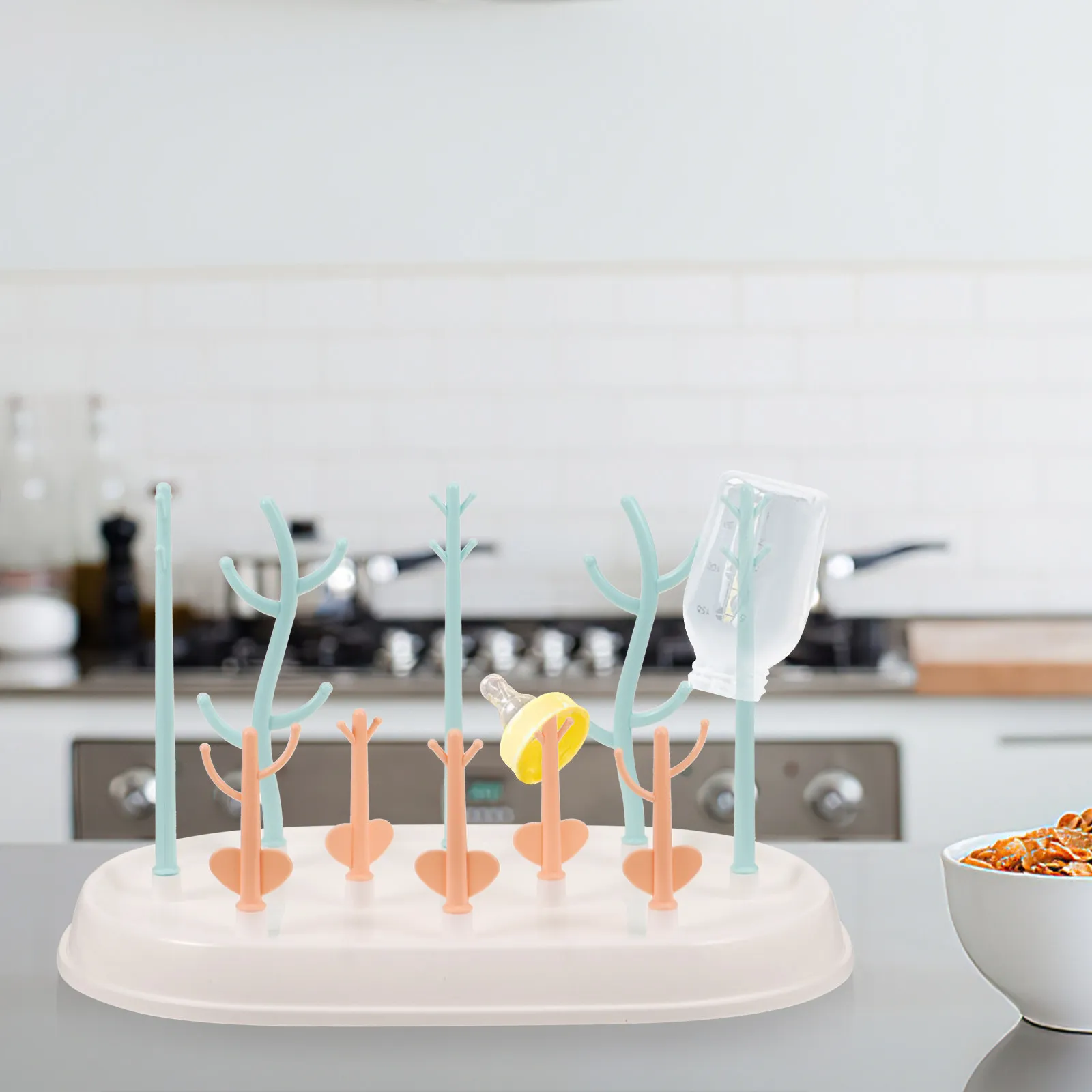 

Baby Bottle Draining Rack Portable Drying Holder with Storage Tray Breastmilk Bottle Dryer for Outdoor Travel Kitchen