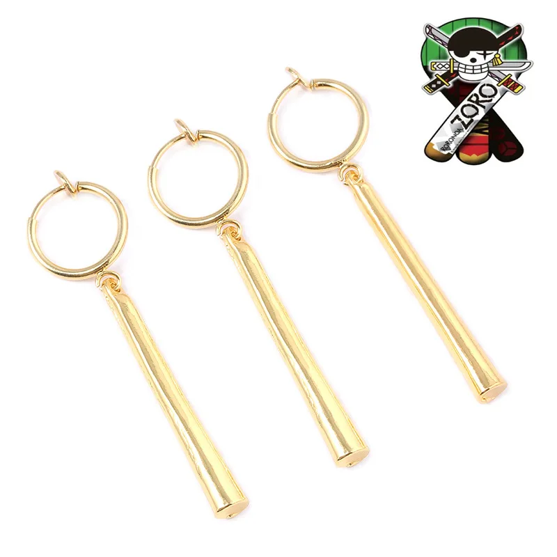 3Pcs/Set Anime Roronoa Zoro Cosplay Earrings Sauron Ear Clips Golden Pendant Hook Earrings For Women Men Jewelry