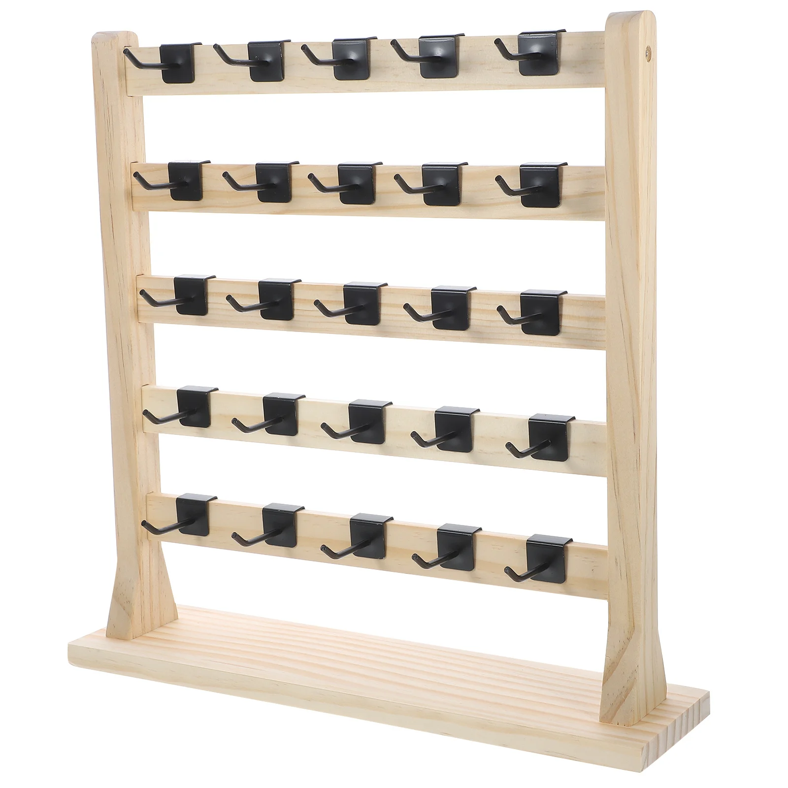 Wooden Jewelry Display Stand Detachable Hooks Adjustable Earring Necklace Bracelet Organizer Rack Display Stands for Craft Fairs